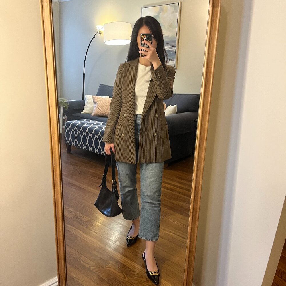 Aritzia Wilfred Margaux Plaid Double Breasted Blazer